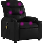 Syfax Sillón reclinable de masaje en piel sintética negra