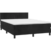 Syfax Cama box spring con colchón terciopelo negro 140x190 cm