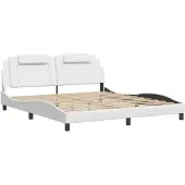 Syfax Estructura de cama Viana sin colchón cuero sintético blanco 180x200cm
