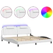 Syfax Estructura de cama Viana con LED sin colchón blanco 200x200 cm