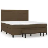 Syfax Cama box spring con colchón tela marrón oscuro 180x200 cm