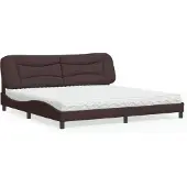 Syfax Cama con colchón Hvar tela marrón oscuro 200x200 cm