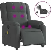Syfax Sillón reclinable de masaje eléctrico tela gris oscuro