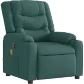 Syfax Sillón de masaje reclinable de tela verde oscuro