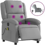 Syfax Sillón reclinable de masaje eléctrico tela gris claro