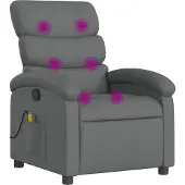 Syfax Sillón reclinable de masaje con tapicería gris oscuro