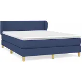 Syfax Cama box spring con colchón tela azul 140x190 cm