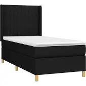 Syfax Cama box spring con colchón tela negro 90x200 cm