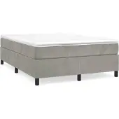 Syfax Cama box spring con colchón terciopelo gris claro 140x190 cm