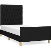 Syfax Estructura de cama sin colchón tela negro 90x200 cm