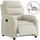 Syfax Sillón reclinable eléctrico de terciopelo blanco crema