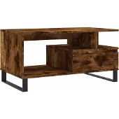 Syfax Mesa de centro madera contrachapada roble ahumado 90x49x45 cm