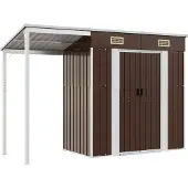 Syfax Cobertizo jardín tejado alargado acero marrón 277x107x181 cm