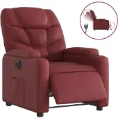 Sonstiges Sillón reclinable eléctrico de cuero sintético rojo tinto