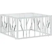 Syfax Mesa de centro acero inoxidable y vidrio 80x80x40 cm