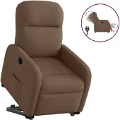 Syfax Sillón eléctrico reclinable elevable de tela marrón