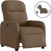 Syfax Sillón reclinable eléctrico de tela marrón