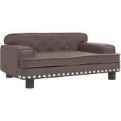 Syfax Cama para perros de cuero sintético marrón 70x45x30 cm