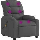 Syfax Sillón reclinable de masaje con tapicería gris oscuro