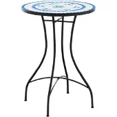 Syfax Mesa de bistró de mosaico cerámica azul Ø50x70 cm