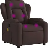 Syfax Sillón de masaje reclinable de tela marrón oscuro