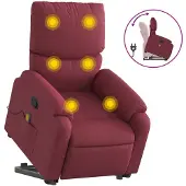 Syfax Sillón reclinable de masaje elevable tela rojo tinto