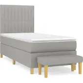 Syfax Cama box spring con colchón tela gris claro 90x190 cm