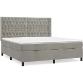 Syfax Cama box spring con colchón terciopelo gris claro 180x200 cm