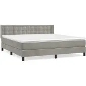 Syfax Cama box spring con colchón terciopelo gris claro 160x200 cm