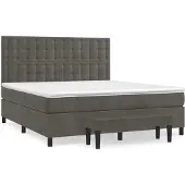 Syfax Cama box spring con colchón terciopelo gris oscuro 160x200 cm