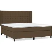 Syfax Cama box spring con colchón tela marrón oscuro 180x200 cm