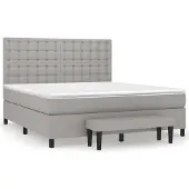 Syfax Cama box spring con colchón tela gris claro 180x200 cm