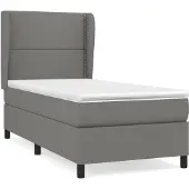 Syfax Cama box spring con colchón tela gris oscuro 90x200 cm