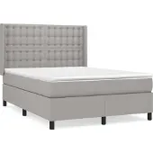 Syfax Cama box spring con colchón tela gris claro 140x200 cm