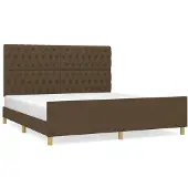 Syfax Cama sin colchón de tela marrón oscuro 180x200 cm
