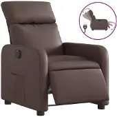 Syfax Sillón reclinable eléctrico de cuero sintético marrón