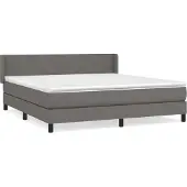 Syfax Cama box spring con colchón cuero sintético gris 180x200 cm