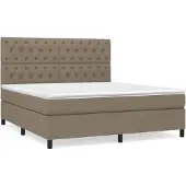 Syfax Cama box spring con colchón tela gris taupe 160x200 cm