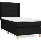 Syfax Cama box spring con colchón tela negro 80x200 cm