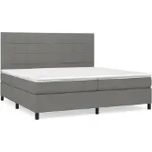 Syfax Cama box spring con colchón tela gris oscuro 200x200 cm