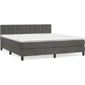 Syfax Cama box spring con colchón terciopelo gris oscuro 160x200 cm