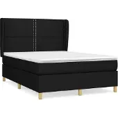 Syfax Cama box spring con colchón tela negro 140x190 cm