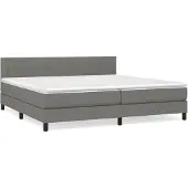 Syfax Cama box spring con colchón tela gris oscuro 200x200 cm