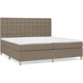 Syfax Cama box spring con colchón tela gris taupe 200x200 cm