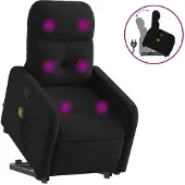 Syfax Sillón reclinable de masaje elevable tela negro