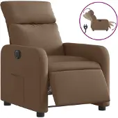 Syfax Sillón reclinable eléctrico de tela marrón