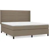 Syfax Cama box spring con colchón tela gris taupe 160x200 cm
