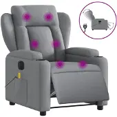 Syfax Sillón reclinable de masaje eléctrico tela gris claro