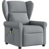 Syfax Sillón reclinable de masaje de tela gris claro