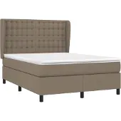 Syfax Cama box spring con colchón tela gris taupe 140x200 cm